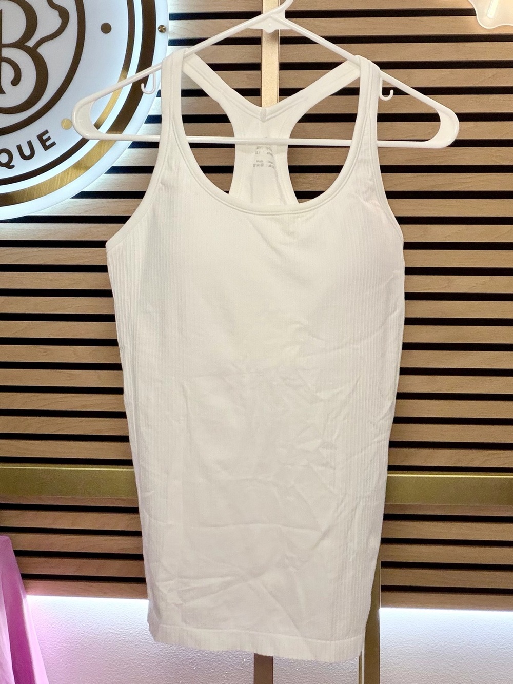 Ribbed White Racerback Tank Top